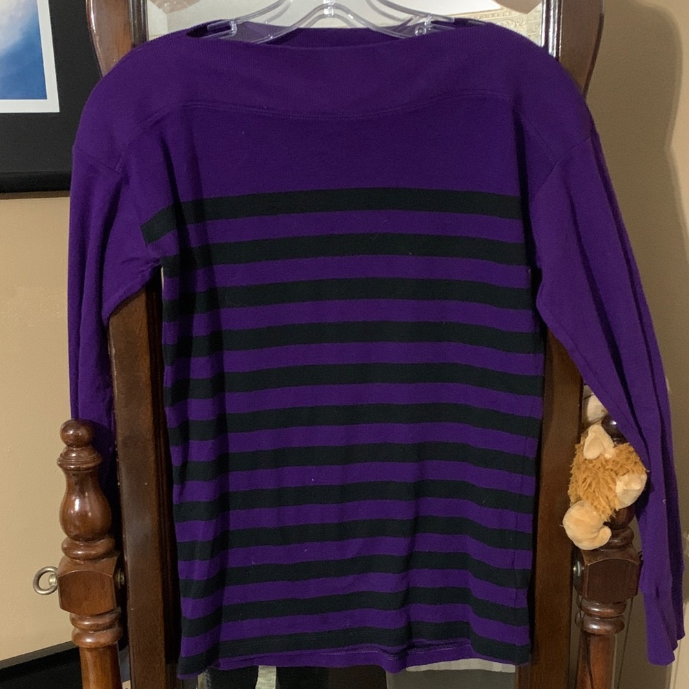Ralph Lauren Purple and Black Striped Sweater